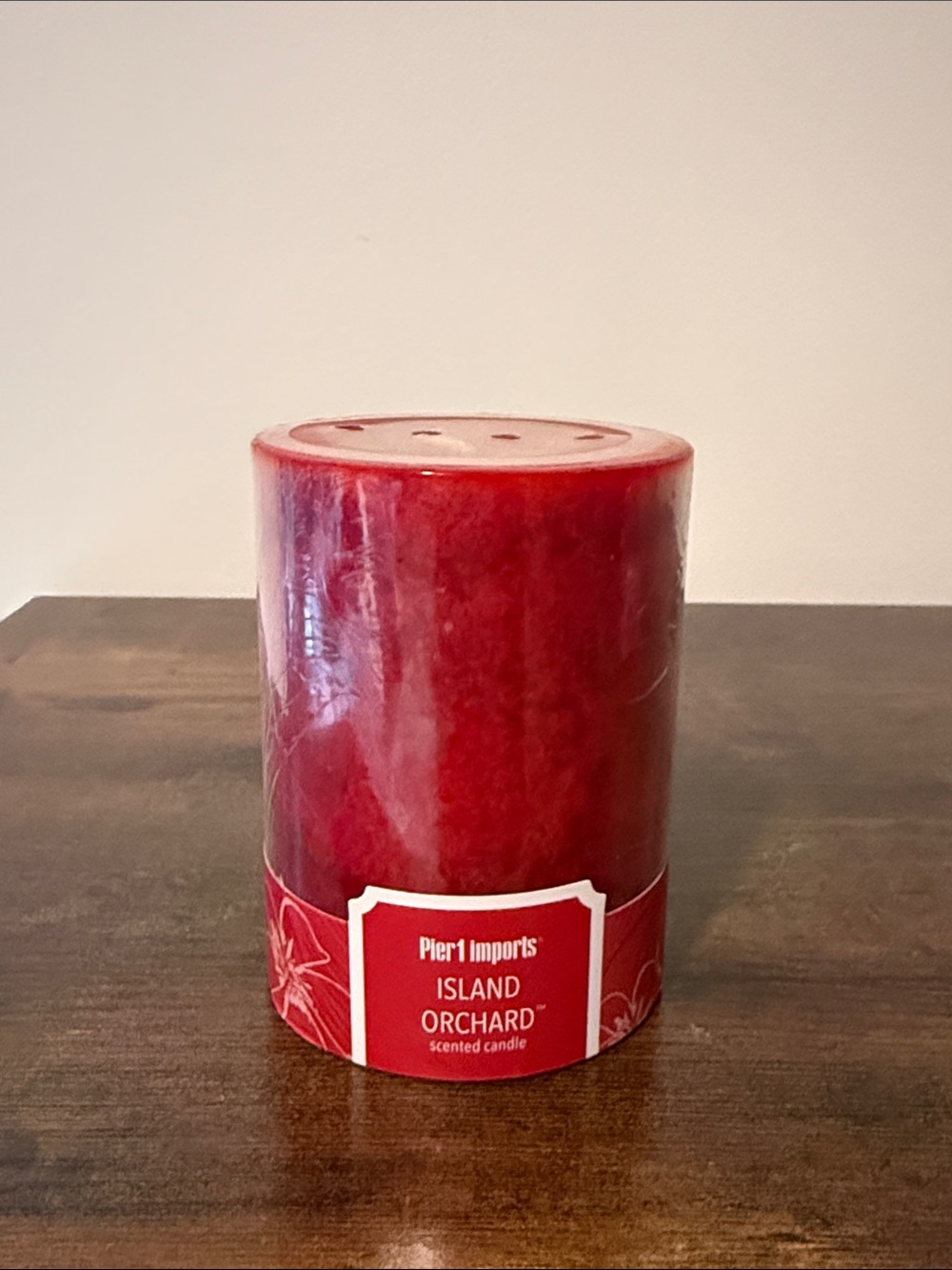 PIER 1 Island Orchard 3x4” Pillar Red Candle NWT New